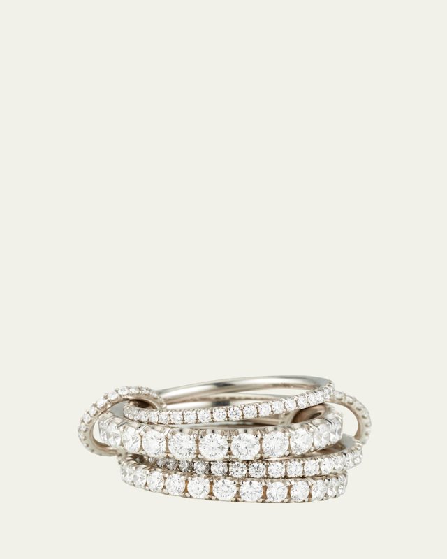 Alix Blanc 18K White Gold 4-Link Pavé Diamond Ring, Size